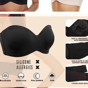 Strapless Black Bra — NWT 38C